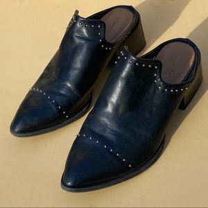 Western Heeled Studded Mules